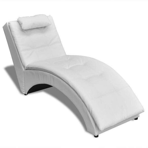 vidaXL Chaiselongue mit Kissen Weiß Kunstleder, 242217, 8718475941477