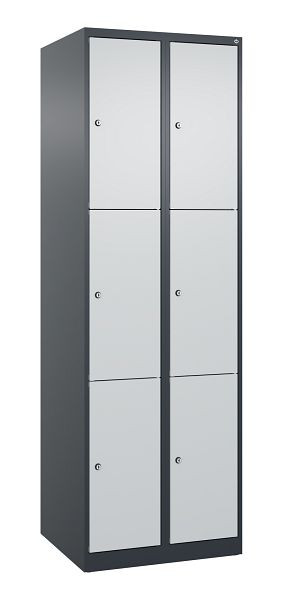 C+P Schließfachschrank Classic PLUS, 2 Abteile mit je 3 Fächern, 1850x600x500mm, 7016/7035, 080000-203 S10011
