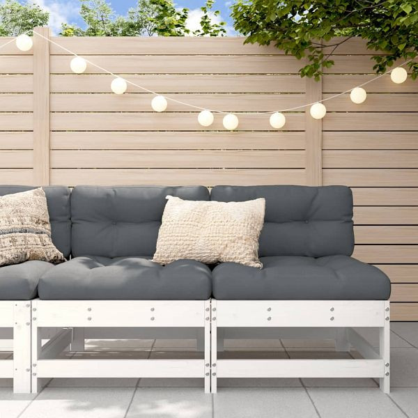 vidaXL Garten-Mittelsofas 2 Stück Weiß Massivholz Kiefer, 825514