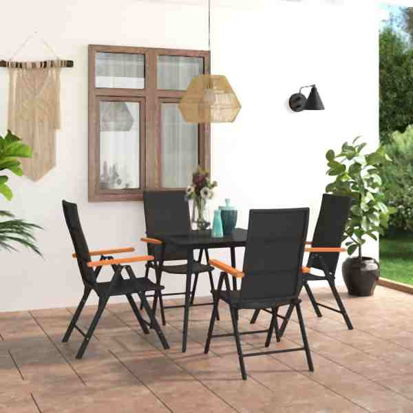 vidaXL 5-tlg. Garten-Essgruppe Schwarz und Braun, 3060089