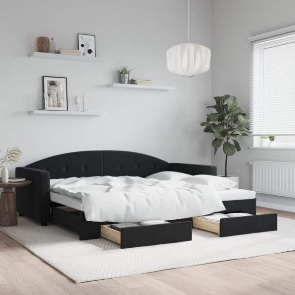 vidaXL Tagesbett Ausziehbar mit Schubladen Schwarz 90x200 cm Samt, 3197353