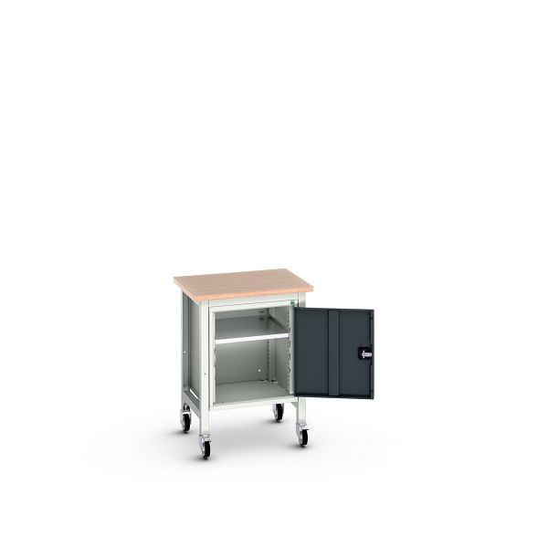 bott verso mobile Werkbank (Multiplex-Platte) mit 1 Unterbauschrank, BxTxH: 700 x 600 x 930 mm, Lichtgrau / Anthrazitgrau, 16922202.19