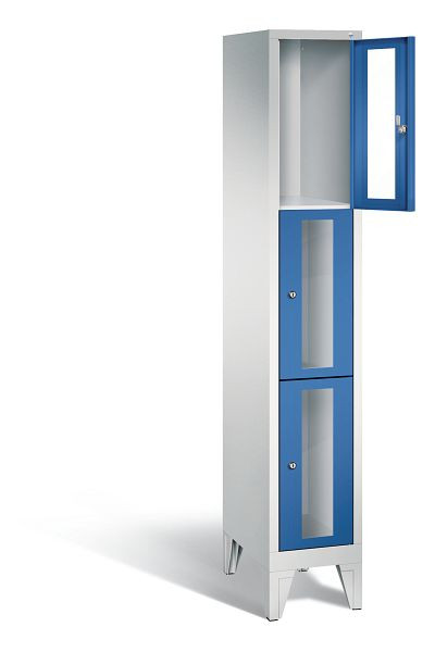 C+P Schließfachschrank Classic, H1850xB320xT500mm, Farbe: Lichtgrau / Enzianblau, 8010A103 S10002