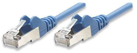INTELLINET Netzwerkkabel, Cat5e, SF/UTP, CCA, RJ45-Stecker/RJ45-Stecker, 1,0 m, blau, 330503