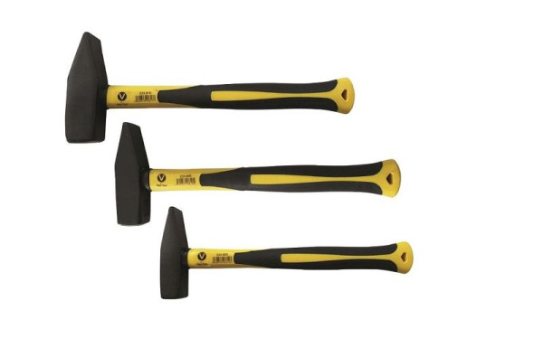 VaGo-Tools Profi 3-teiliges Set Schlosserhammer Fiberglas Stiel Schlosser 500g 800g 1000g, 233-905/908/910 je 1_nv