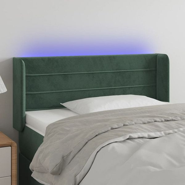vidaXL LED Kopfteil Dunkelgrün 93x16x78/88 cm Samt, 3123415