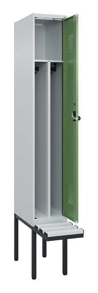 C+P Spind Evolo PLUS, 1 Abteile, 2120x300x815mm, 7035/6011, Haken 4, Drehriegel, Material Sitzfläche Kunststoff, 0490407-10F S10064
