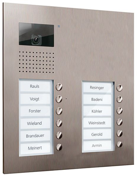 TCS Video Außenstation Serie AVU mit 12 Klingeltasten (rechtsbündig), 2-spaltig, UP Edelstahl, AVU15120-0030
