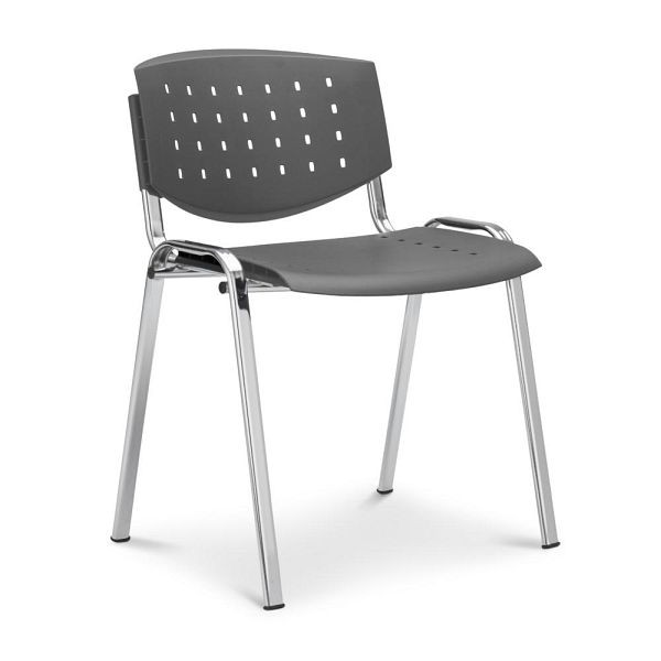 Deskin Besucherstuhl DELTA 2010, 4 Fuß Stahlrohrgestell, verchromt, Farbe grau, 361536