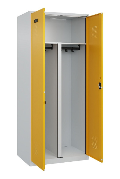 C+P PSA Schwarz-Weiß-Spind Evolo PLUS, 2 Abteile, 1850x800x500mm, 7035/1004, Zylinderschloss, 049002-22P S10027