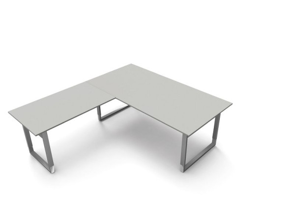 Kerkmann Schreibtisch extragroß / Besprechungstisch B 2000 x T 1000 x H 680-820 mm, Form 5, Farbe: lichtgrau, 11406911