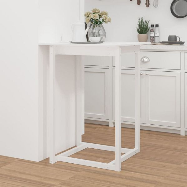 vidaXL Bartisch Weiß 80x80x110 cm Massivholz Kiefer, 822183