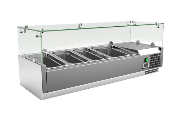 Gastro-Inox Edelstahl Aufsatzkühlvitrine 3x GN1/3 + 1x GN 1/2, 209.125