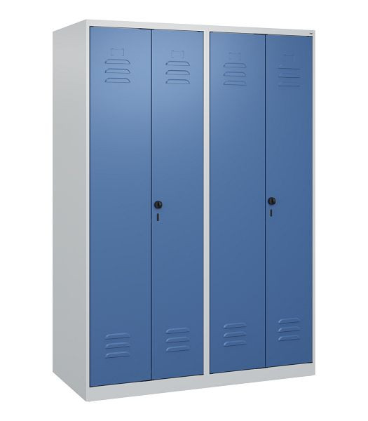 C+P Umkleidespind Classic PLUS SW, 4 Abteile, 1700x1200x500mm, 7035/5023, Drehriegel, 0800027-40 S10005