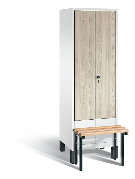 C+P Spind Evolo, 2 Abteile, H1850xB610xT815 mm, Weiß/HPL Esche, 48032-20 S10313