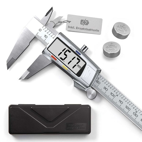 monzana Digitaler Messschieber 0-150mm aus Stahl inkl Hardcase, 109123