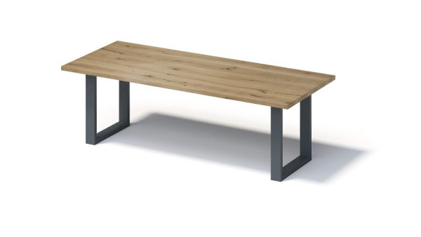 Bisley Fortis Table Regular, 2600 x 1000 mm, gerade Kante, geölte Oberfläche, O-Gestell, Oberfläche: natürlich / Gestellfarbe: anthrazitgrau, F2610OP334