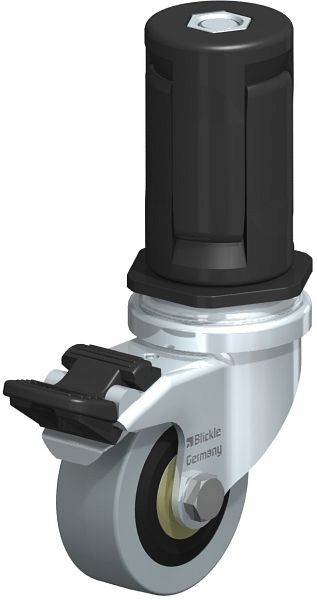 Blickle LRA-VPA 50K-FI-ER05 Apparate-Lenkrolle mit Expander & Feststeller, Vollgummi, Grau, 847974