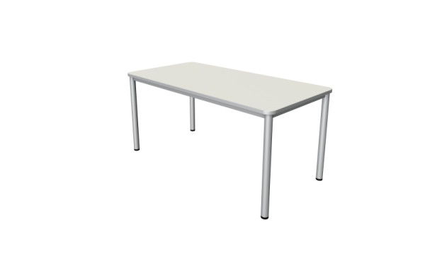 Kerkmann Schreibtisch Prime - B 1600 x T 800 x H 750 mm, 4-Fuß-Gestell in alusilber, weiß, 11040610