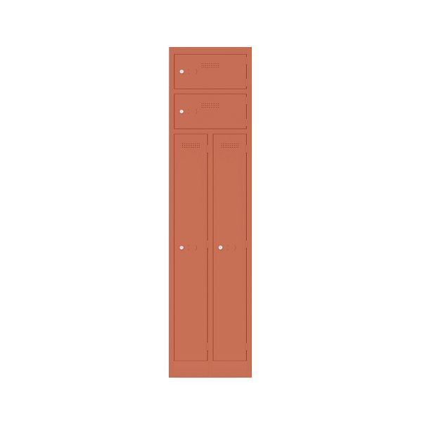 Bisley Garderobenschrank Primary Locker, Garderobenkombination 2 Abteile und 2 Fächern oben, 683 sevilla, PLF4545D4683