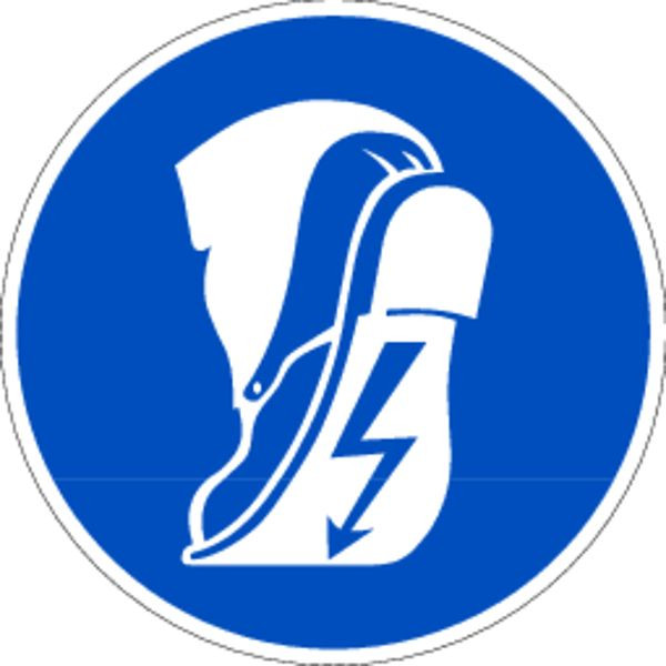 Schilder Klar Praxisbewährtes Gebotszeichen Leitfähiges Schuhwerk tragen, 100 mm Folie selbstklebend, 3140/61