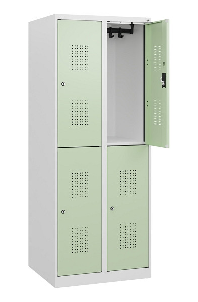 C+P Doppelstöckiger Spind Evolo PLUS, 4 Fächer, 1530x600x500mm, 9016/6019, Zylinderschloss, 0493005-20 S10052