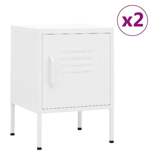 vidaXL Nachttische 2 Stk. Weiß 35x35x51 cm Stahl, 3095213
