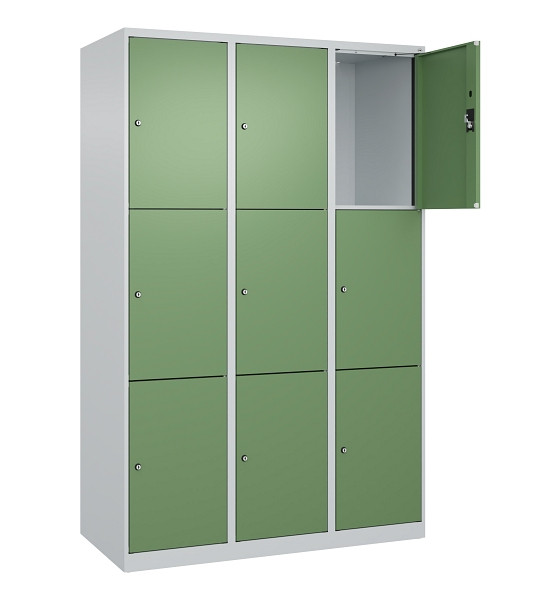C+P Schließfachschrank Evolo PLUS, 9 Fächer, 1850x1200x500mm, 7035/6011, 049000-323 S10010