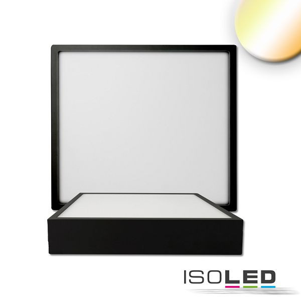 ISOLED LED Deckenleuchte PRO schwarz, 24W, eckig, 225x225mm, ColorSwitch 2700/3000/4000K, dimmbar, 115494
