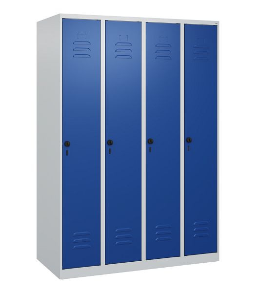 C+P Umkleidespind Classic PLUS mit Mitteltrennwand, 4 Abteile, 1700x1200x500mm, 7035/5010, Drehriegel, 0800007-40F S10003