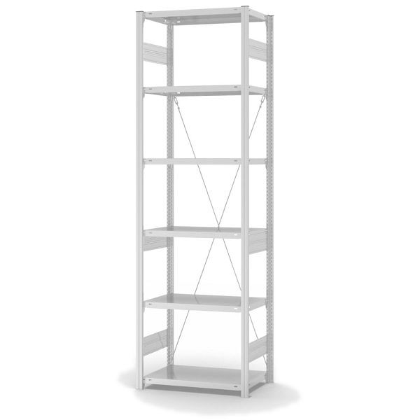 hofe Grundregal, zerlegt, 6 Böden 2500 x 400 x 750 mm, lichtgrau, Fachlast 225kg pro Boden, einseitige Bedienung, HKG25407XM