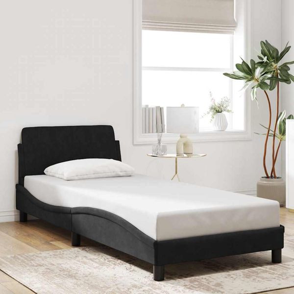 vidaXL Bettgestell Dover Schwarz 90x190 cm Samt, 373322