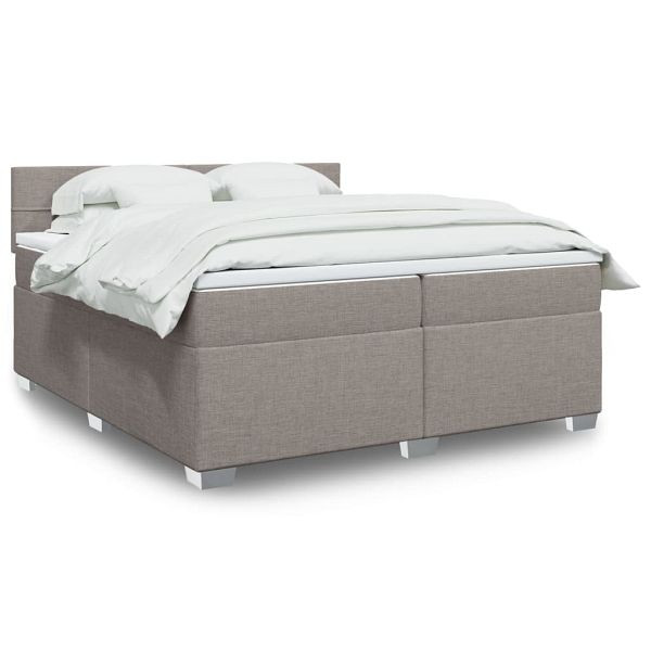 vidaXL Boxspringbett mit Matratze Taupe 200x200 cm Stoff, 3288299