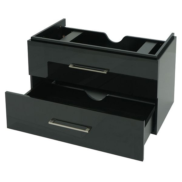 Mendler Premium Waschbeckenunterschrank HWC-D16, Waschtischunterschrank Waschtisch Badmöbel, hochglanz 90cm, schwarz, 62246