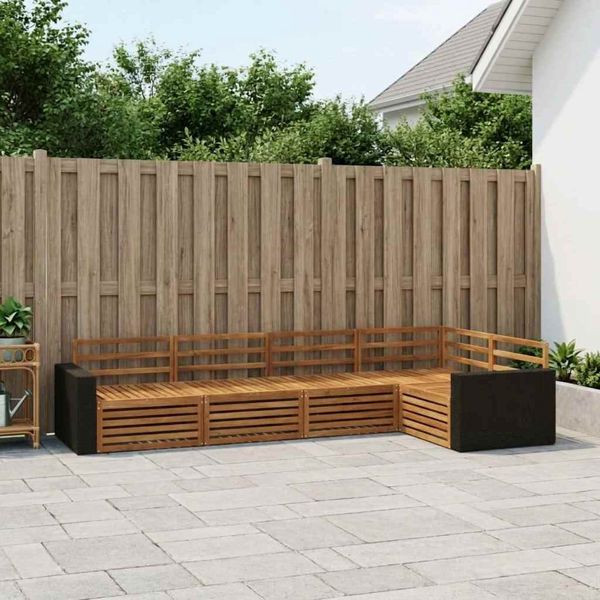 vidaXL Outdoor-Sofagarnitur 5-teilig Natur 331 x 172,5 x 73 cm, 3383362
