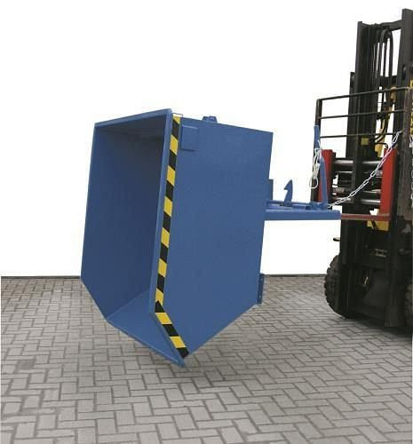 RR Industrietechnik Spänekipper aus Stahl, 1250 Liter Volumen, blau, inkl. öldichter Verschweißung und Ablasshahn, 181507