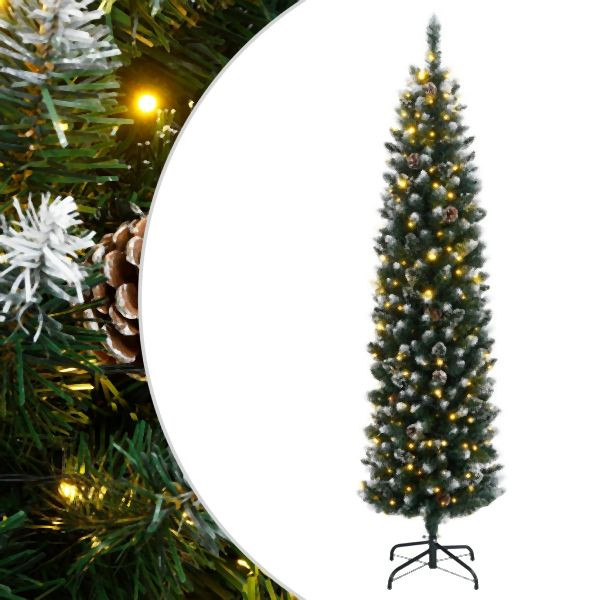 vidaXL Künstlicher Weihnachtsbaum Schlank 300 LEDs 180 cm, 3315780
