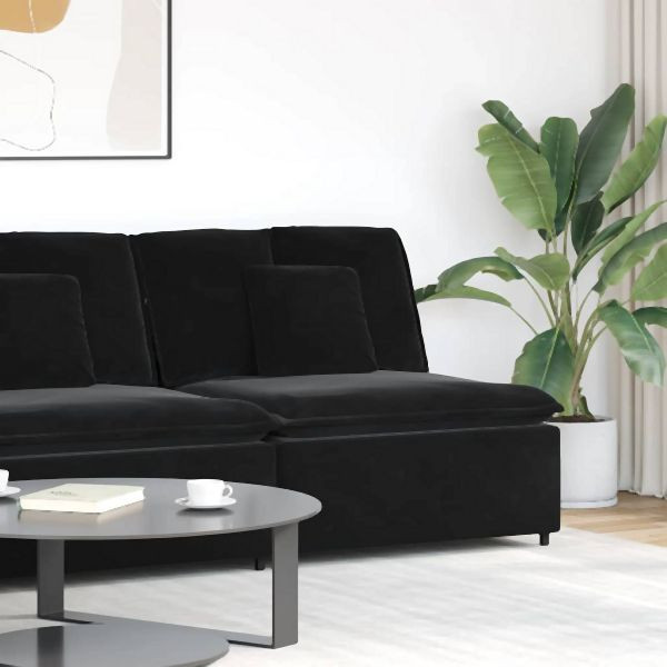 vidaXL Modulares Sofa Mittelmodul mit Kissen Schwarz 100 cm, 4104434
