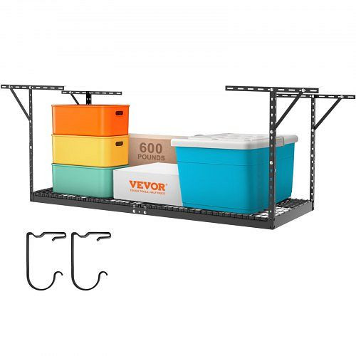 VEVOR Deckenregal, verstellbar, für Garage, 91,4 x 243,8 cm, Deckenregal, 600 lbs, Schwarz, CKTHBCWJZHS36L1S2V0