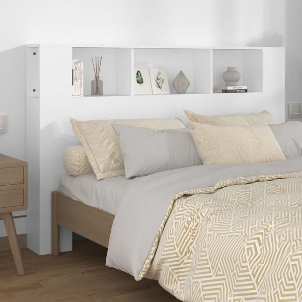 vidaXL Kopfteil mit Ablagen Weiß 160x18,5x104,5 cm, 811934