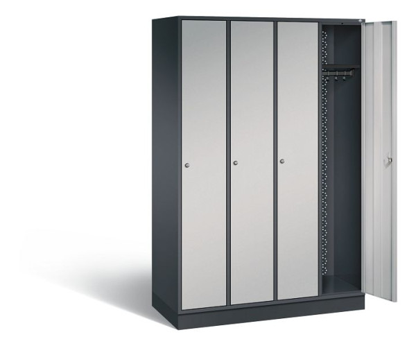 C+P Garderobenschrank Intro, H1950xB1220xT490mm, Farbe: Schwarzgrau / Weißaluminium, 8170-401 S10023