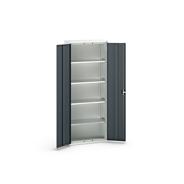 bott verso Flügeltürschrank, mit 4 Fachböden, BxTxH: 800 x 350 x 2000 mm, Lichtgrau / Anthrazitgrau, 16926119.19