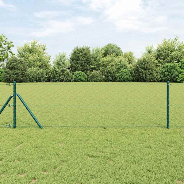 vidaXL Zaunpfosten Grün 10 x 0,6 m (50 mm Maschen) Stahl und PVC, 3352631