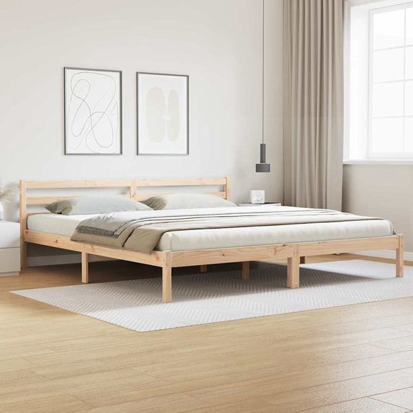 vidaXL Bettgestell mit Kopfteil Braun 220 x 180 cm Massivholz Kiefer, 869784