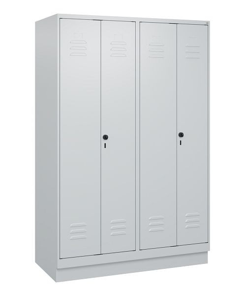 C+P Umkleidespind Classic PLUS SW, Sockel, 4 Abteile, 1800x1200x500mm, 7035/7035, Drehriegel, 0800227-40 S10009