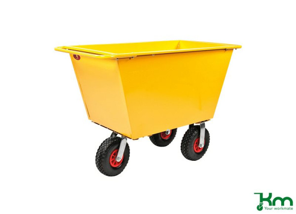 Kongamek Abfallwagen 300 l, 1150 x 730 x 910 mm, Gelb, 2 Bockrollen 2 Lenkrollen, KM143175