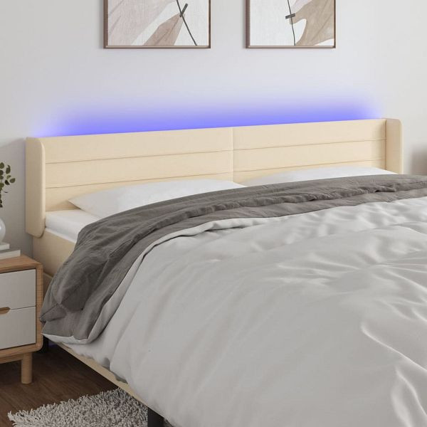 vidaXL LED Kopfteil Creme 163x16x78/88 cm Stoff, 3123387