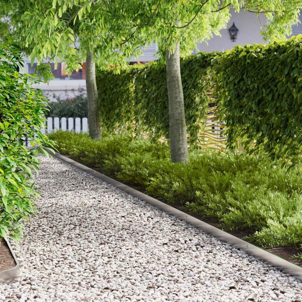vidaXL Raseneinfassung 50-teilig 103 x 10 cm Stahl Silber, 8008341