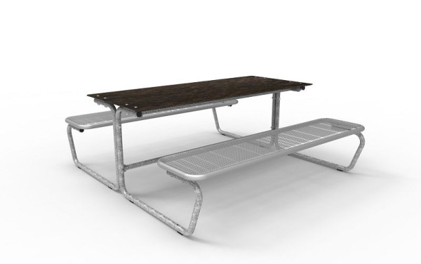 Erlau Sitz-Tisch-Kombination Palma Spektrum Massivtischplatte, ohne Rückenlehne, RAL 9006 Weißaluminium, 5420731