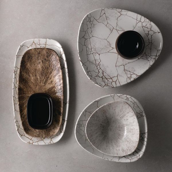 Churchill Studio Prints Kintsugi Achatgraue Lotusschalen, 177 mm, (12 Stück), FR063